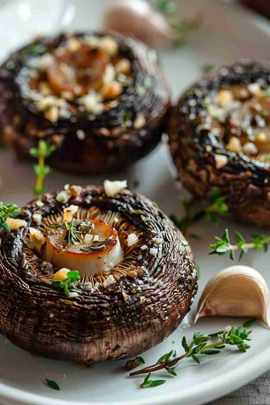 Roasted Cap Mushrooms with Thyme and Garlic