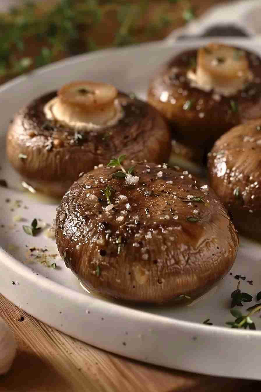 Roasted Cap Mushrooms with Thyme and Garlic