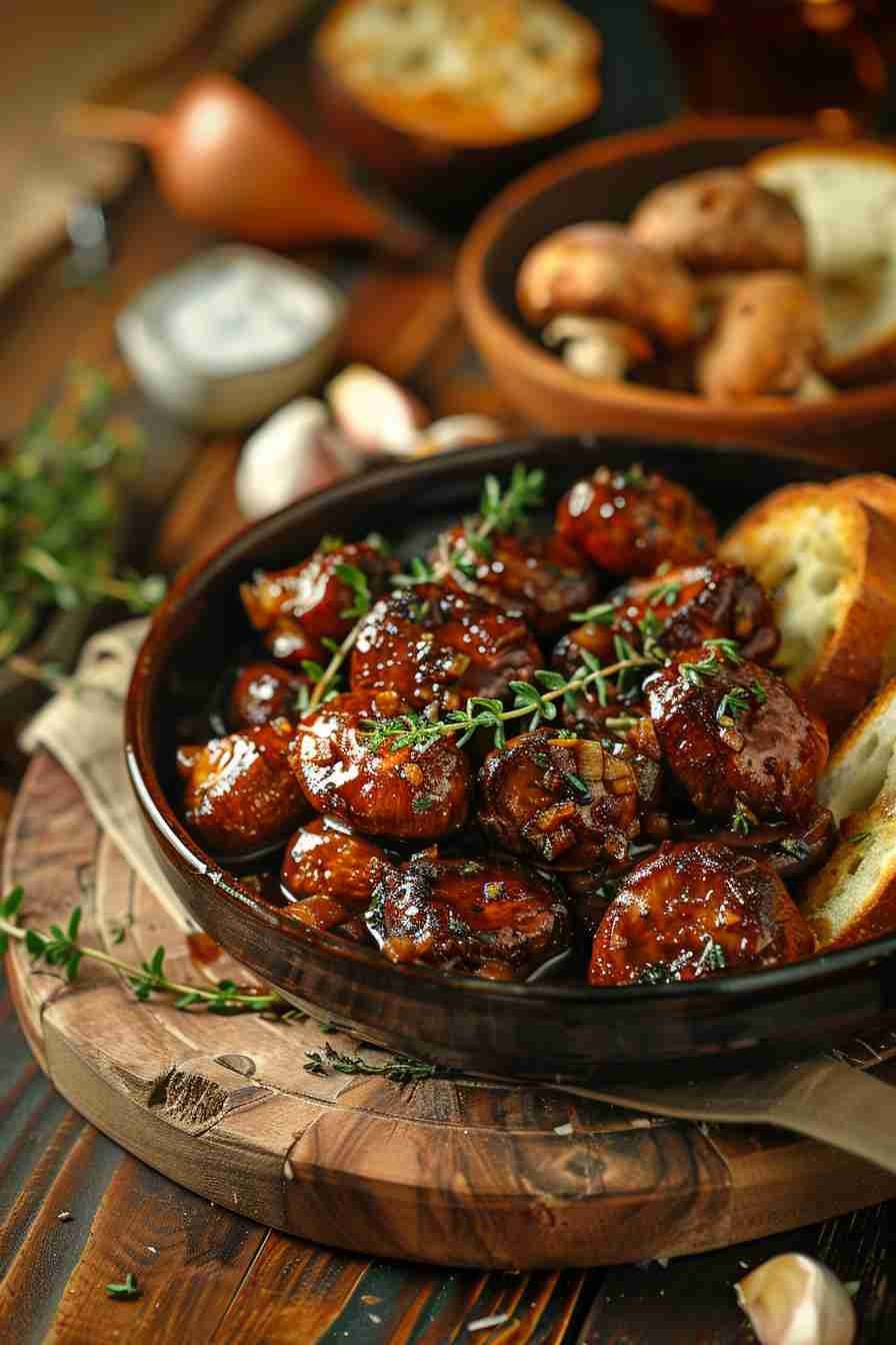 Roasted Cap Mushrooms with Thyme and Garlic