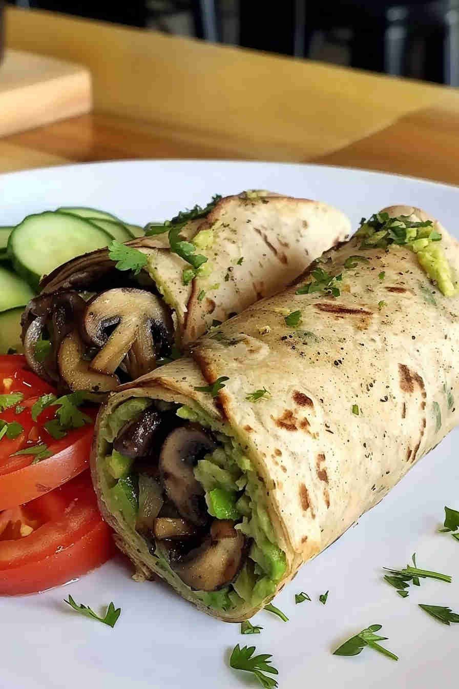Roasted Mushroom and Avocado Wrap