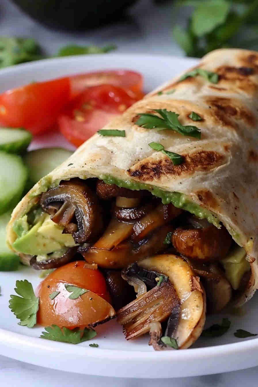 Roasted Mushroom and Avocado Wrap