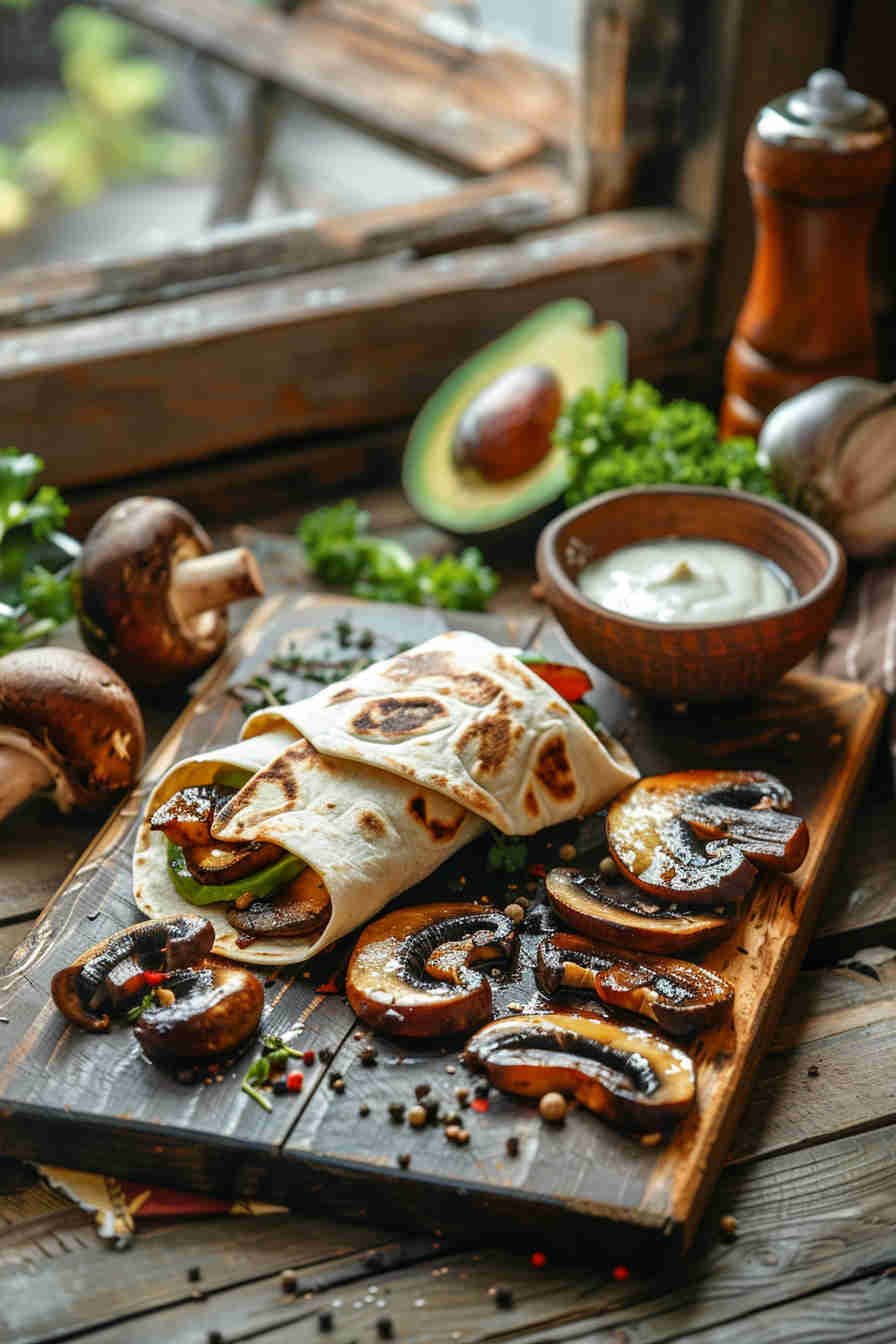Roasted Mushroom and Avocado Wrap