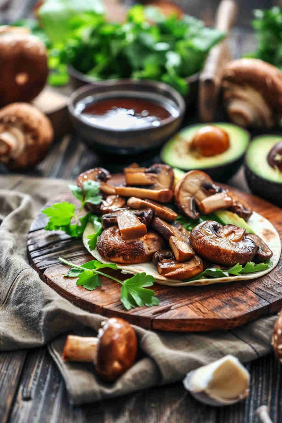 Roasted Mushroom and Avocado Wrap
