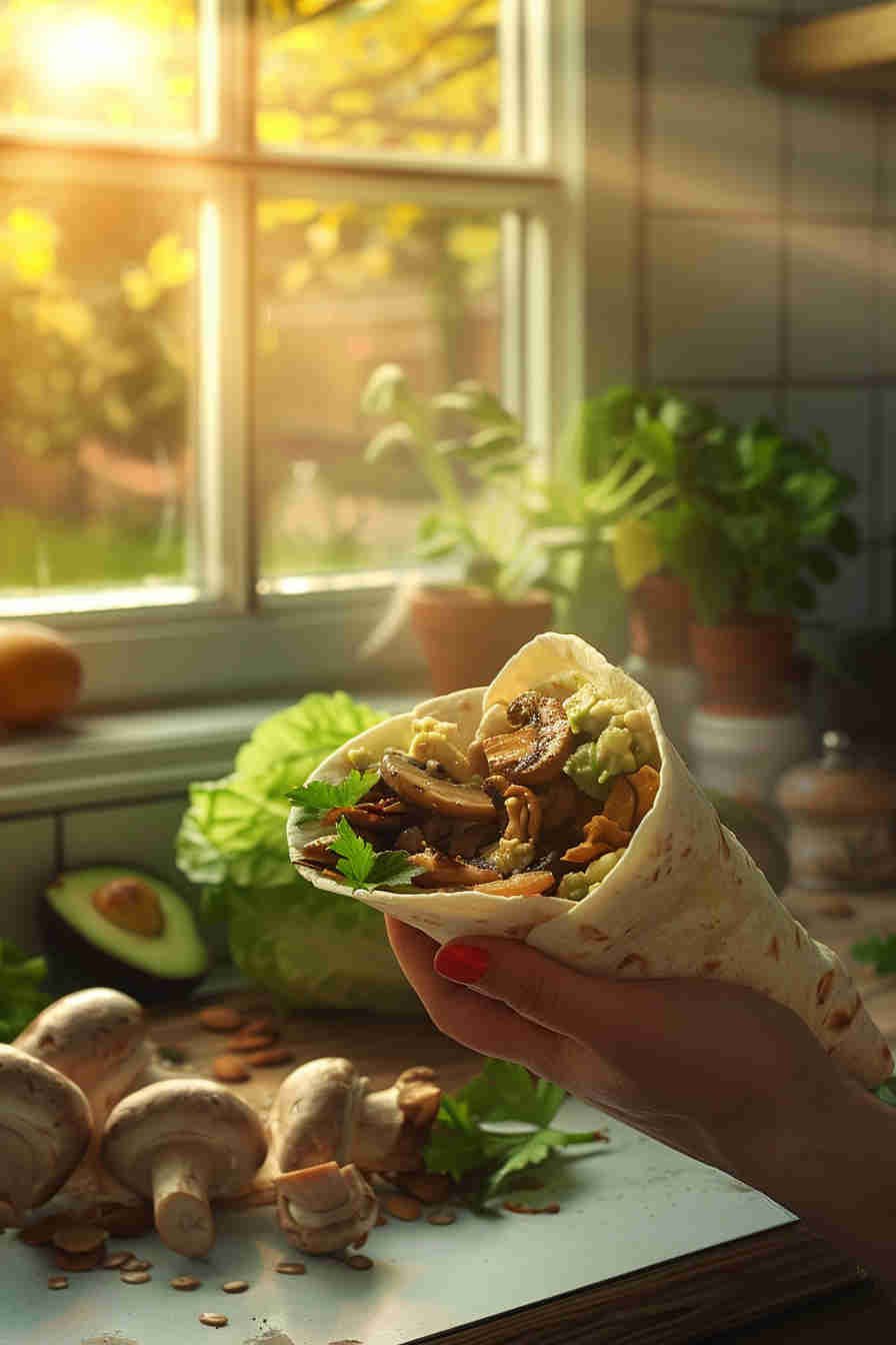 Roasted Mushroom and Avocado Wrap