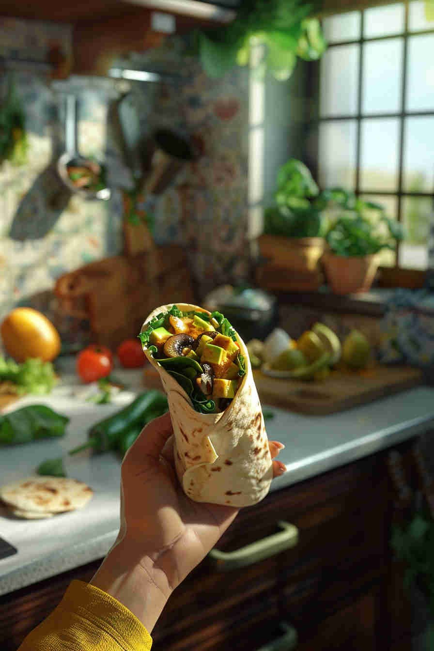 Roasted Mushroom and Avocado Wrap