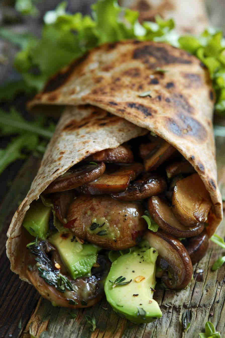 Roasted Mushroom and Avocado Wrap