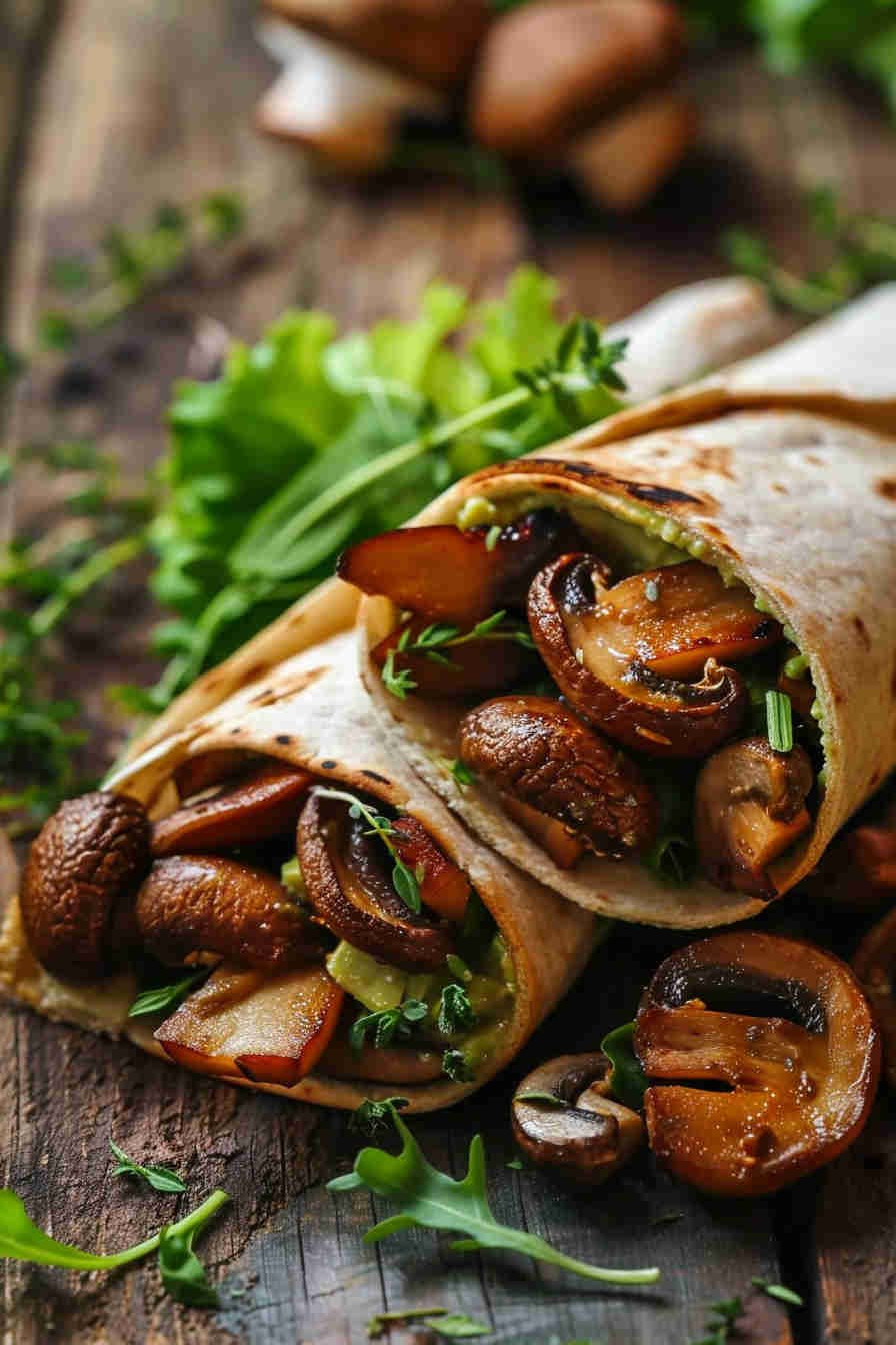 Roasted Mushroom and Avocado Wrap