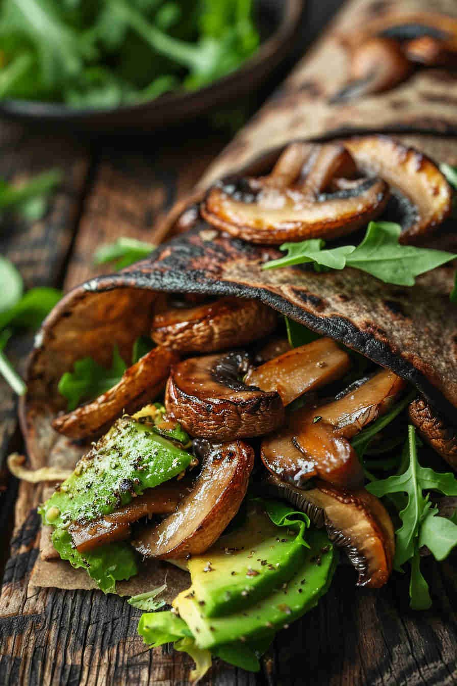 Roasted Mushroom and Avocado Wrap