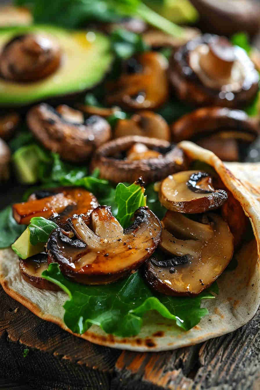 Roasted Mushroom and Avocado Wrap