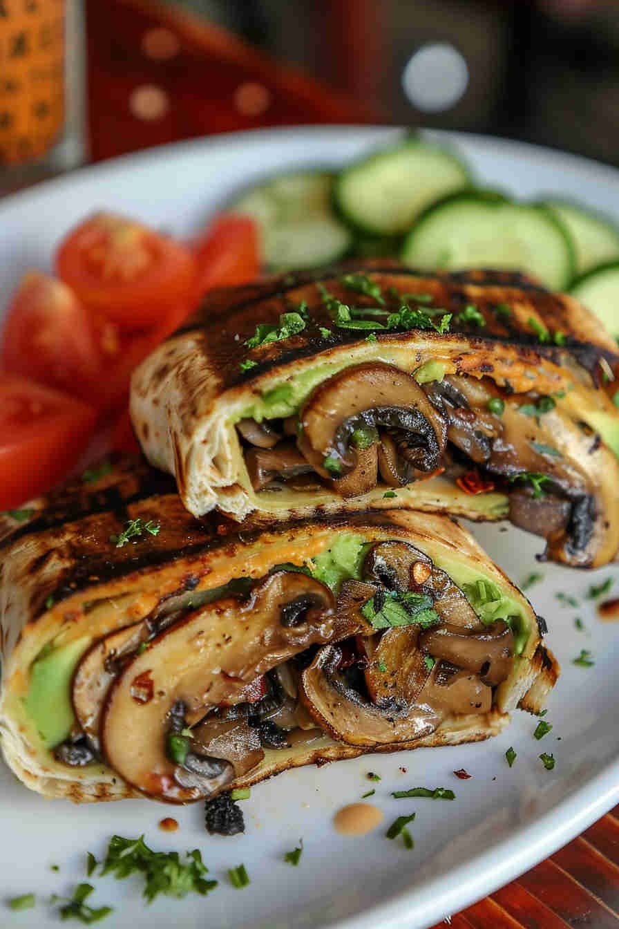 Roasted Mushroom and Avocado Wrap