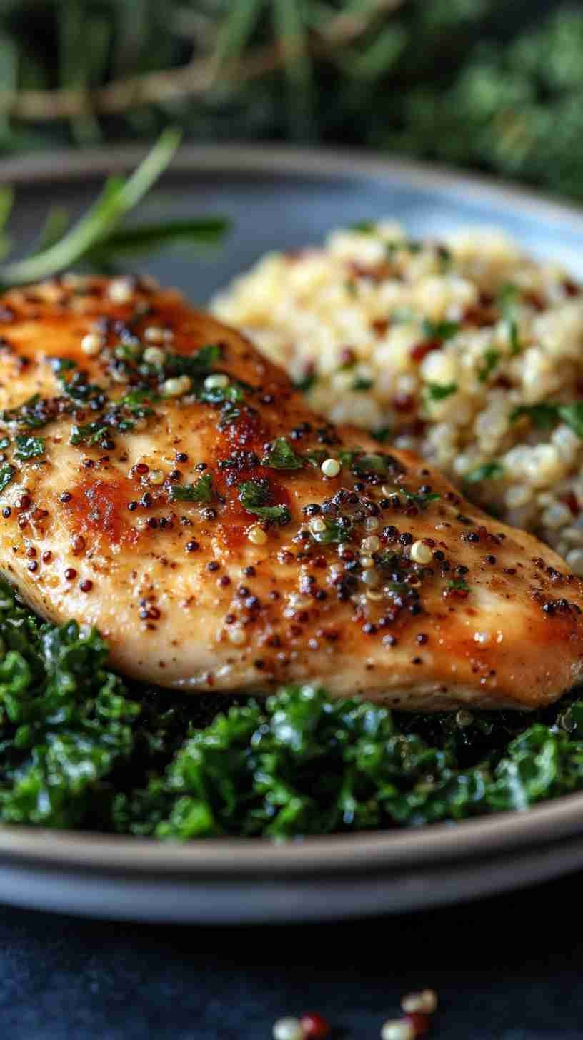 Sautéed Kale and Quinoa with Lemon Garlic Chicken