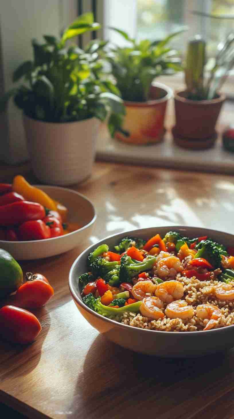 Shrimp and Veggie Stir-Fry with Brown Rice