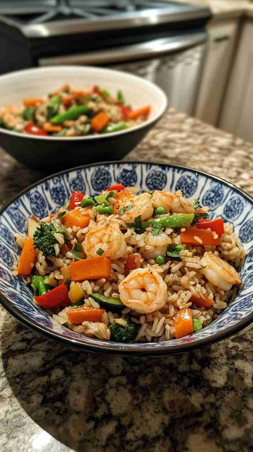 Shrimp and Veggie Stir-Fry with Brown Rice