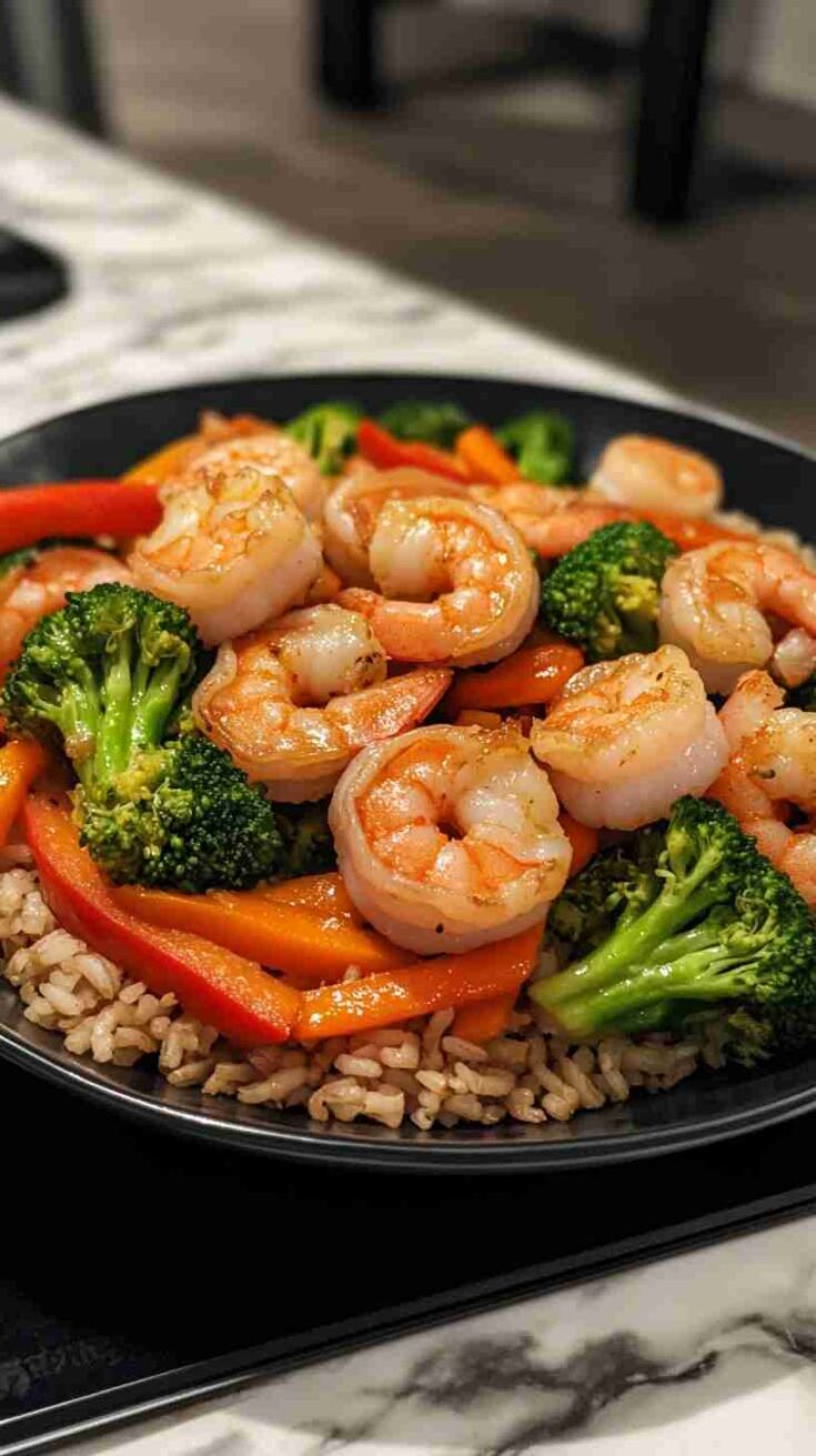 Shrimp and Veggie Stir-Fry with Brown Rice