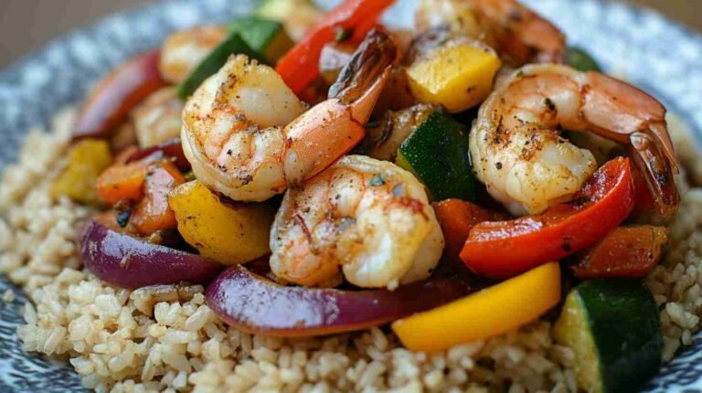 Shrimp and Veggie Stir-Fry with Brown Rice