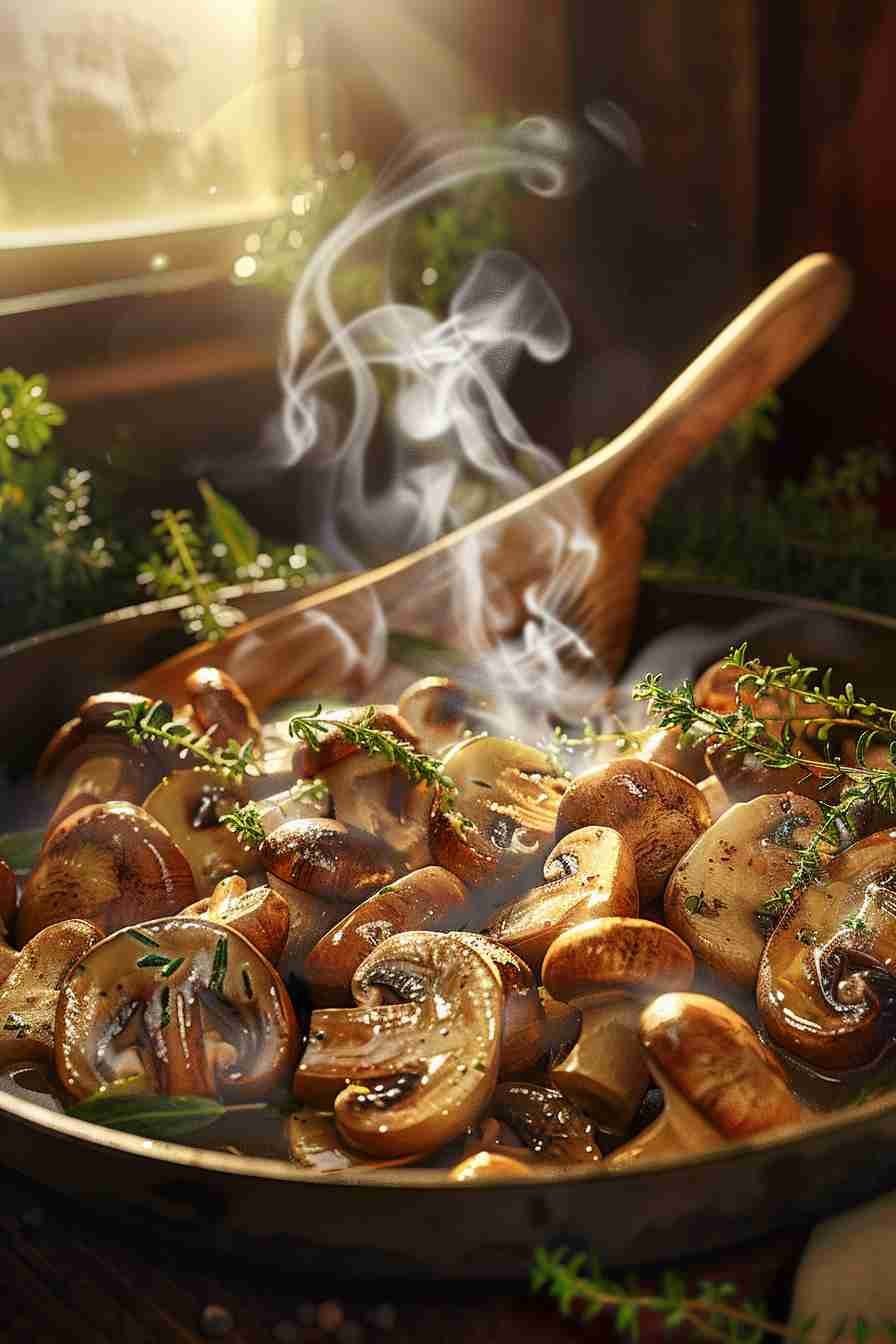 Simple Sautéed Cap Mushrooms with Fresh Thyme