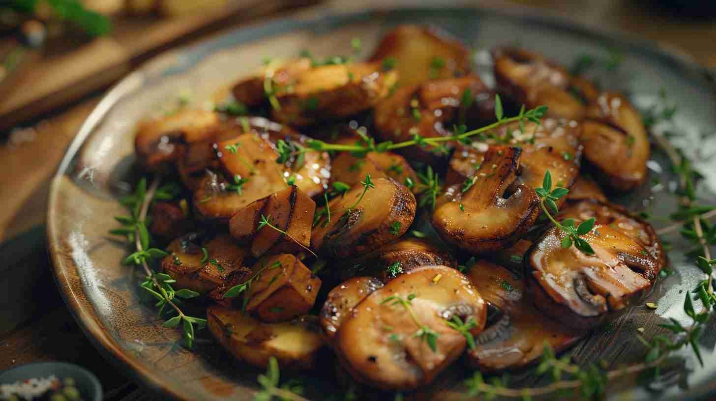 Simple Sautéed Cap Mushrooms with Fresh Thyme