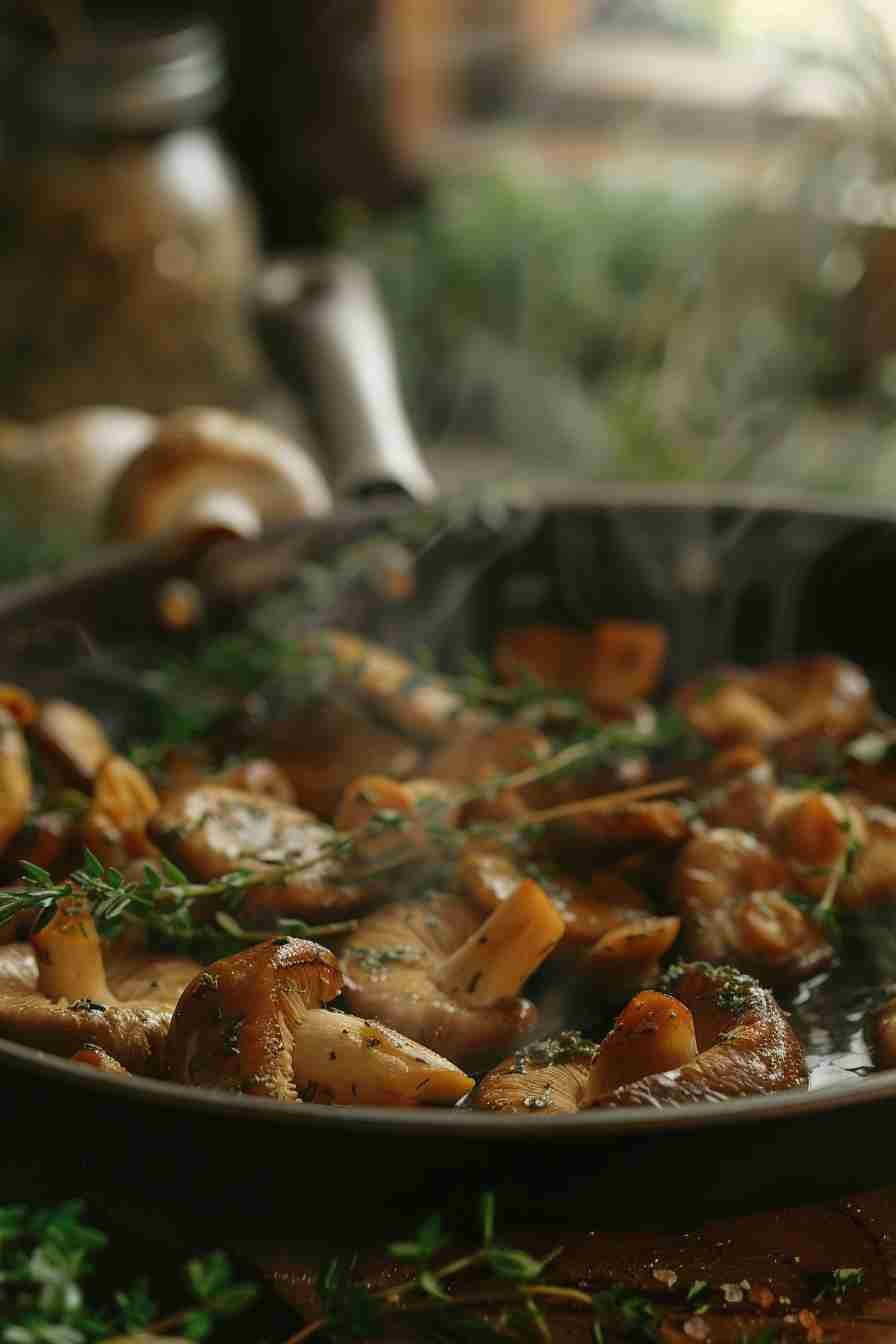 Simple Sautéed Cap Mushrooms with Fresh Thyme