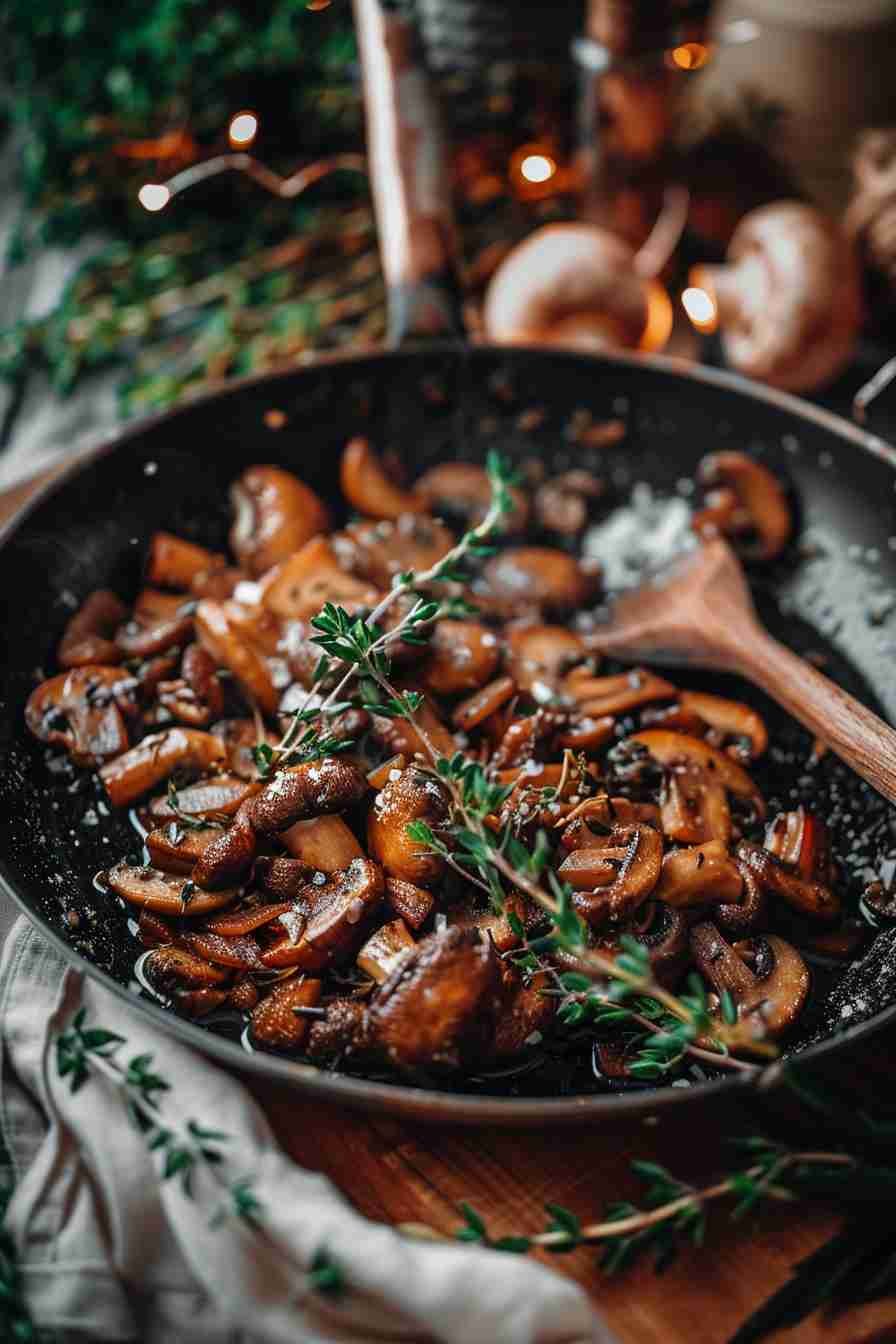 Simple Sautéed Cap Mushrooms with Fresh Thyme