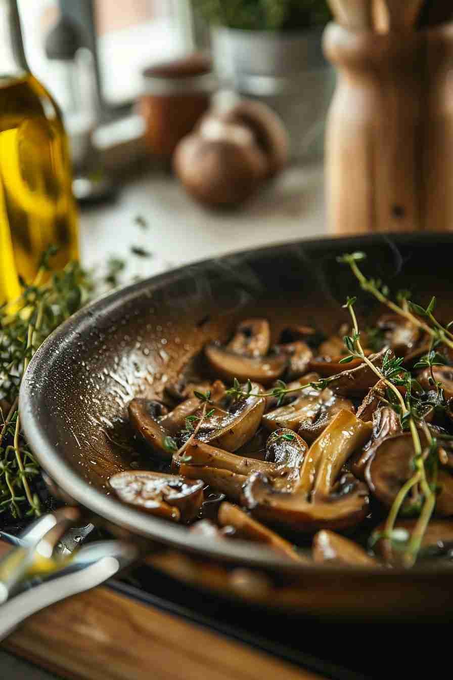 Simple Sautéed Cap Mushrooms with Fresh Thyme