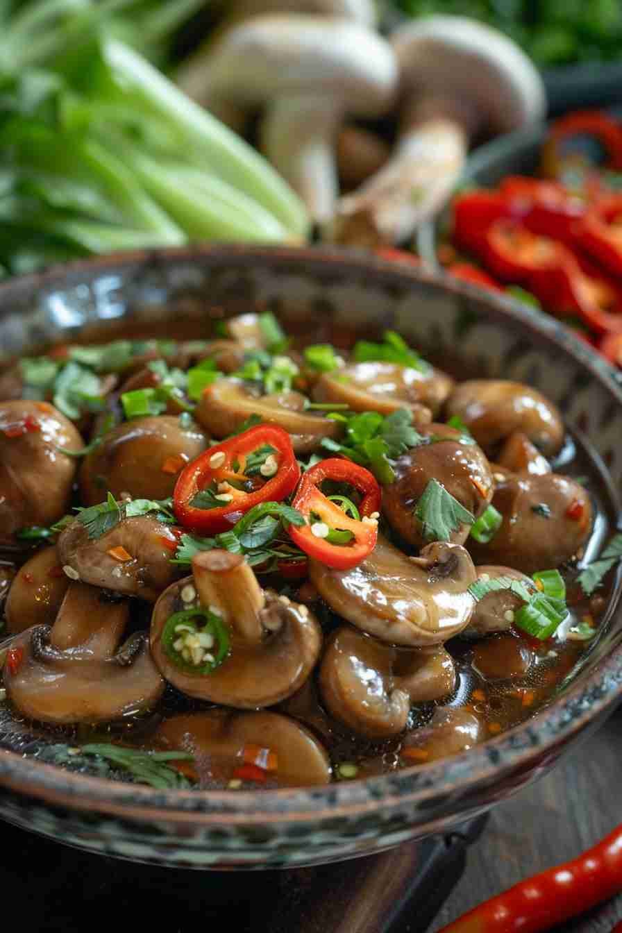 Spicy Cap Mushrooms with Thai Chili Sauce