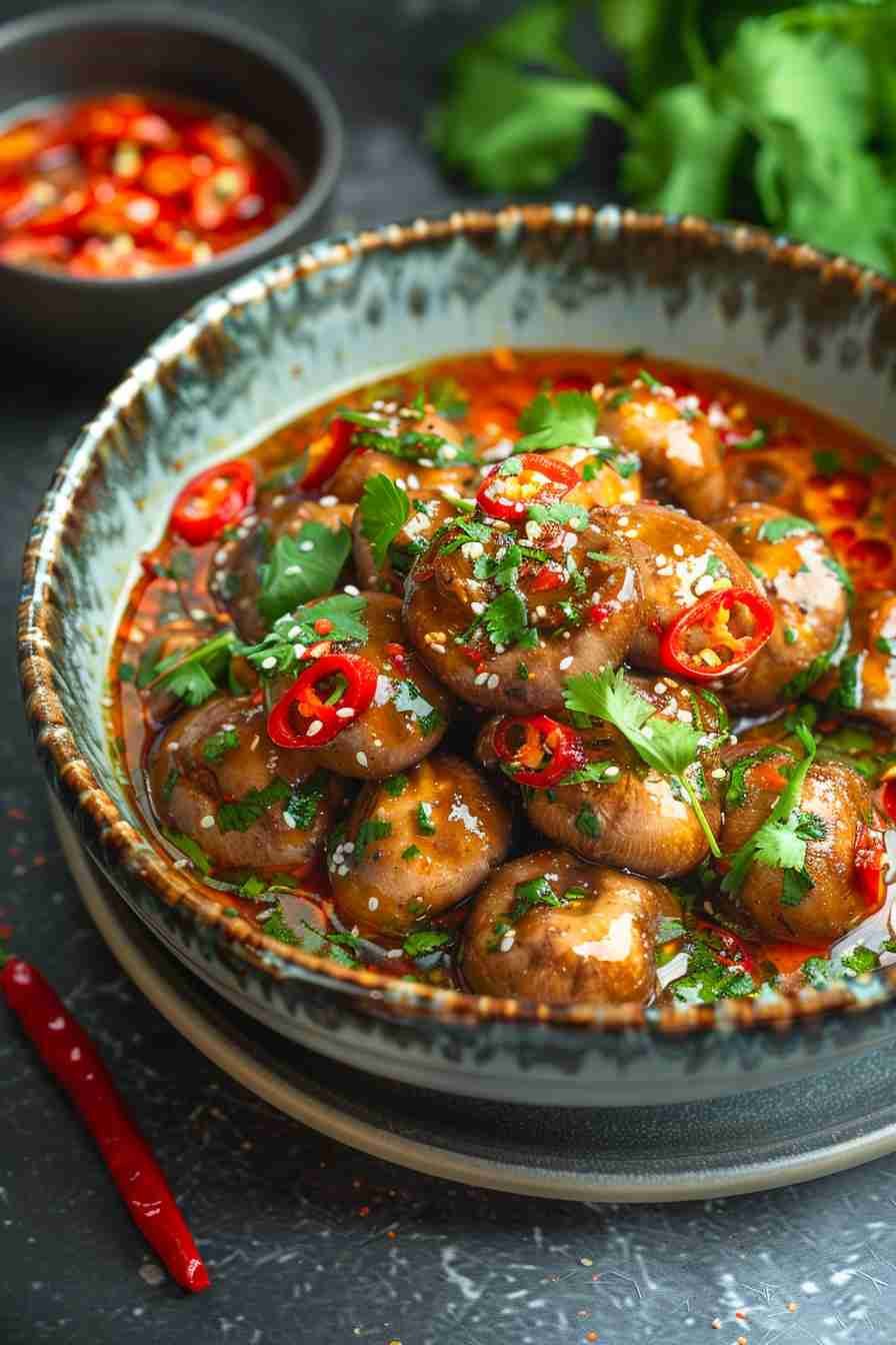 Spicy Cap Mushrooms with Thai Chili Sauce