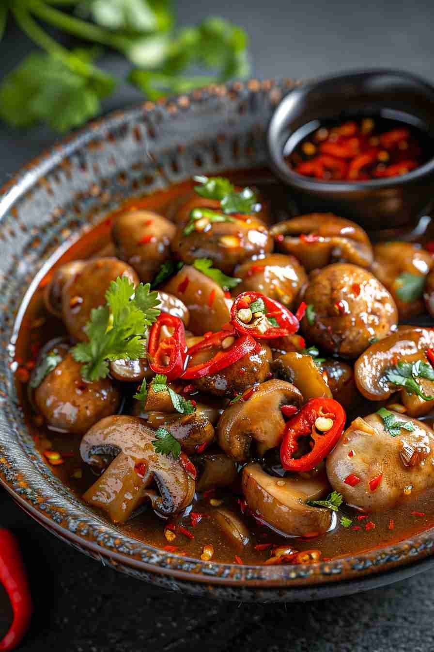 Spicy Cap Mushrooms with Thai Chili Sauce
