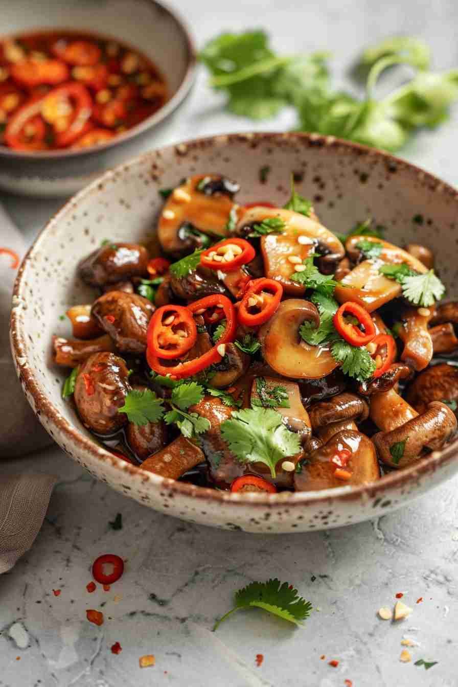 Spicy Cap Mushrooms with Thai Chili Sauce