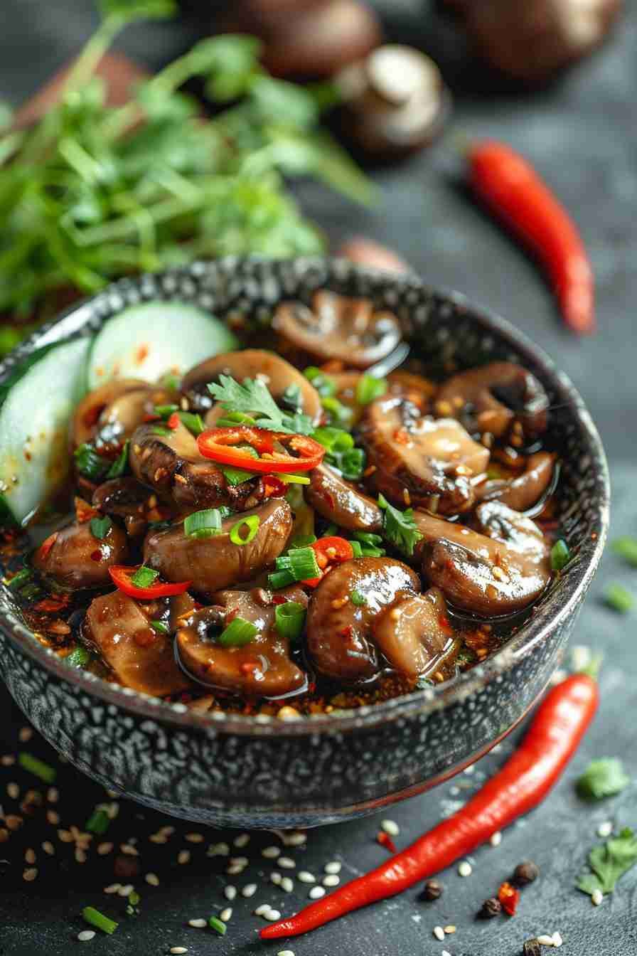 Spicy Cap Mushrooms with Thai Chili Sauce