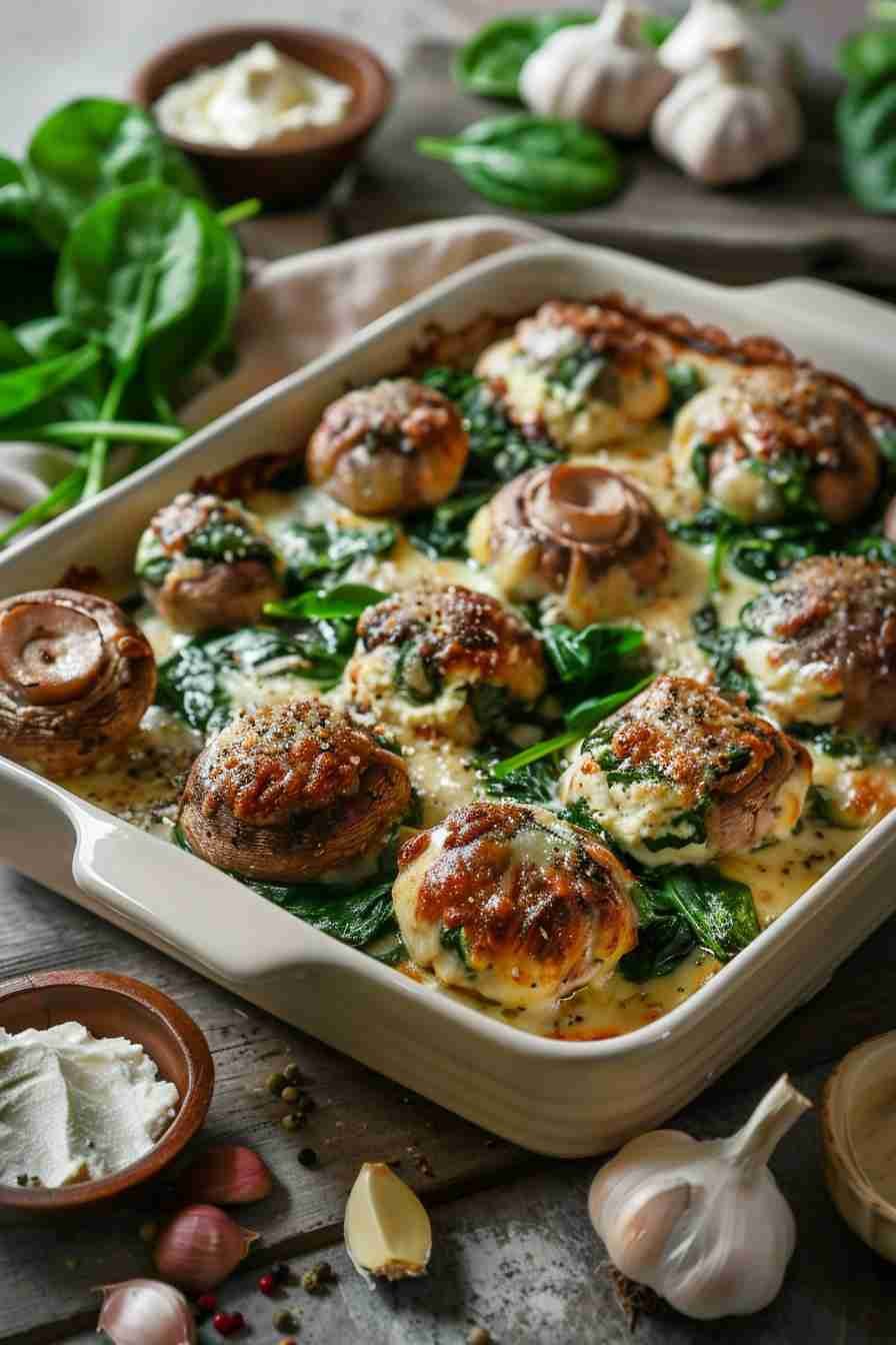 Stuffed Cap Mushrooms with Ricotta and Spinach