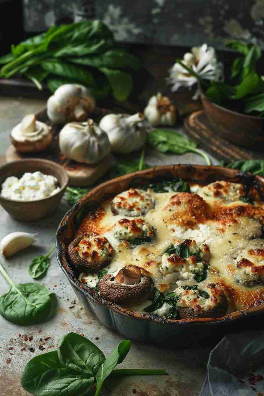 Stuffed Cap Mushrooms with Ricotta and Spinach