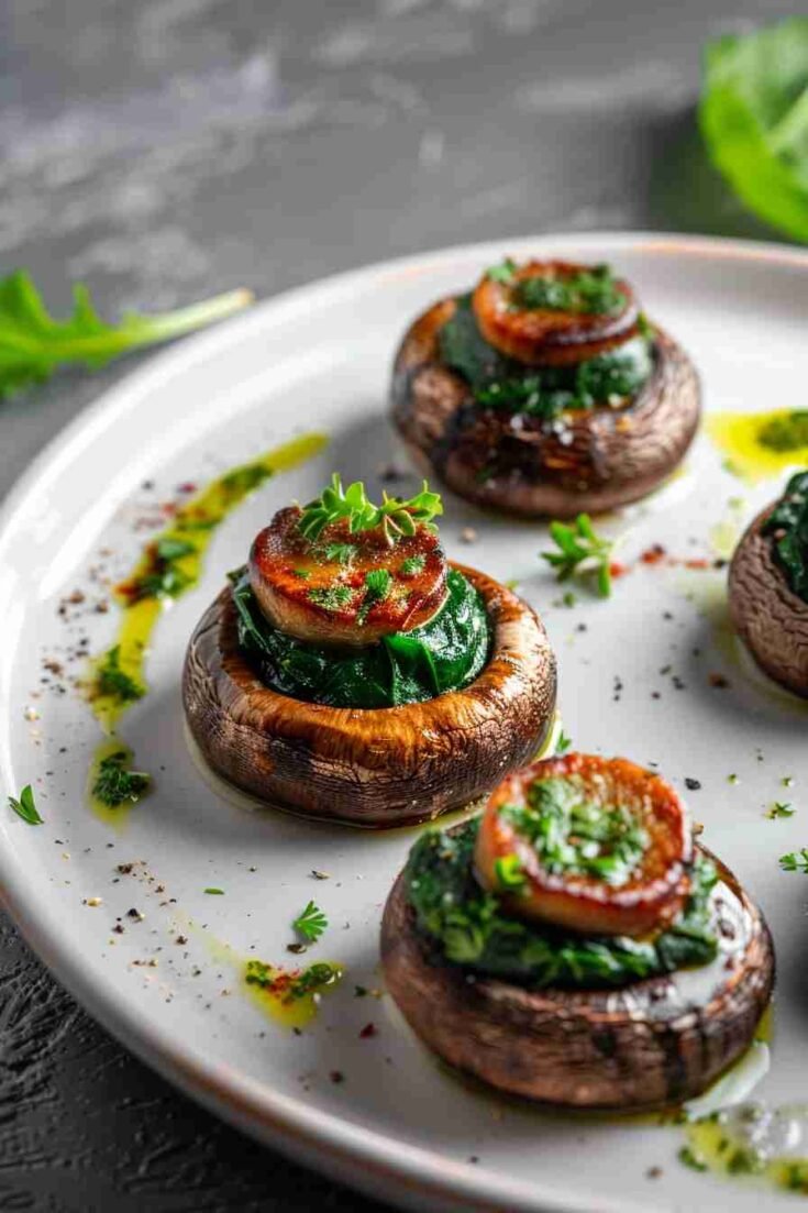 Stuffed Cap Mushrooms with Ricotta and Spinach