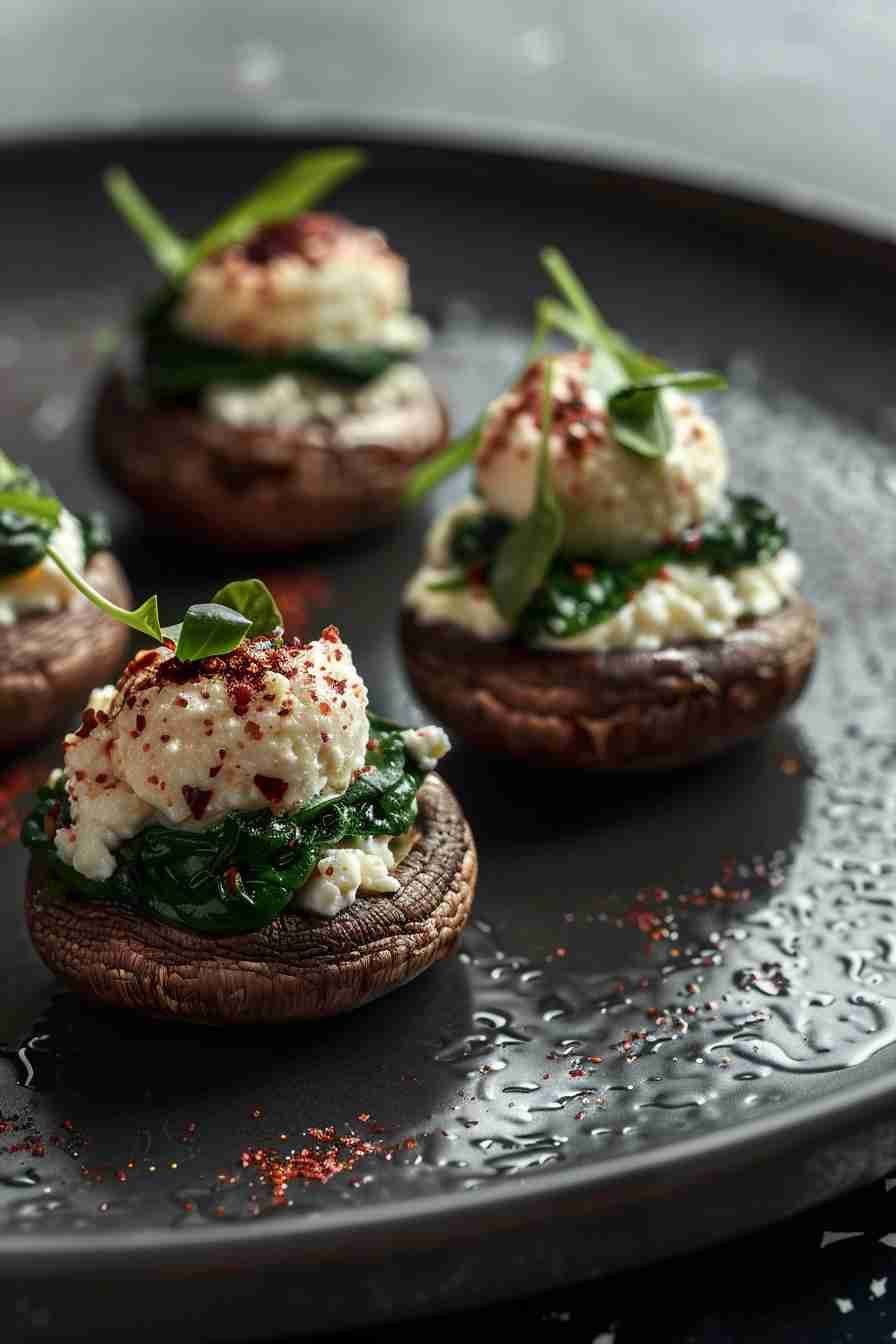 Stuffed Cap Mushrooms with Ricotta and Spinach