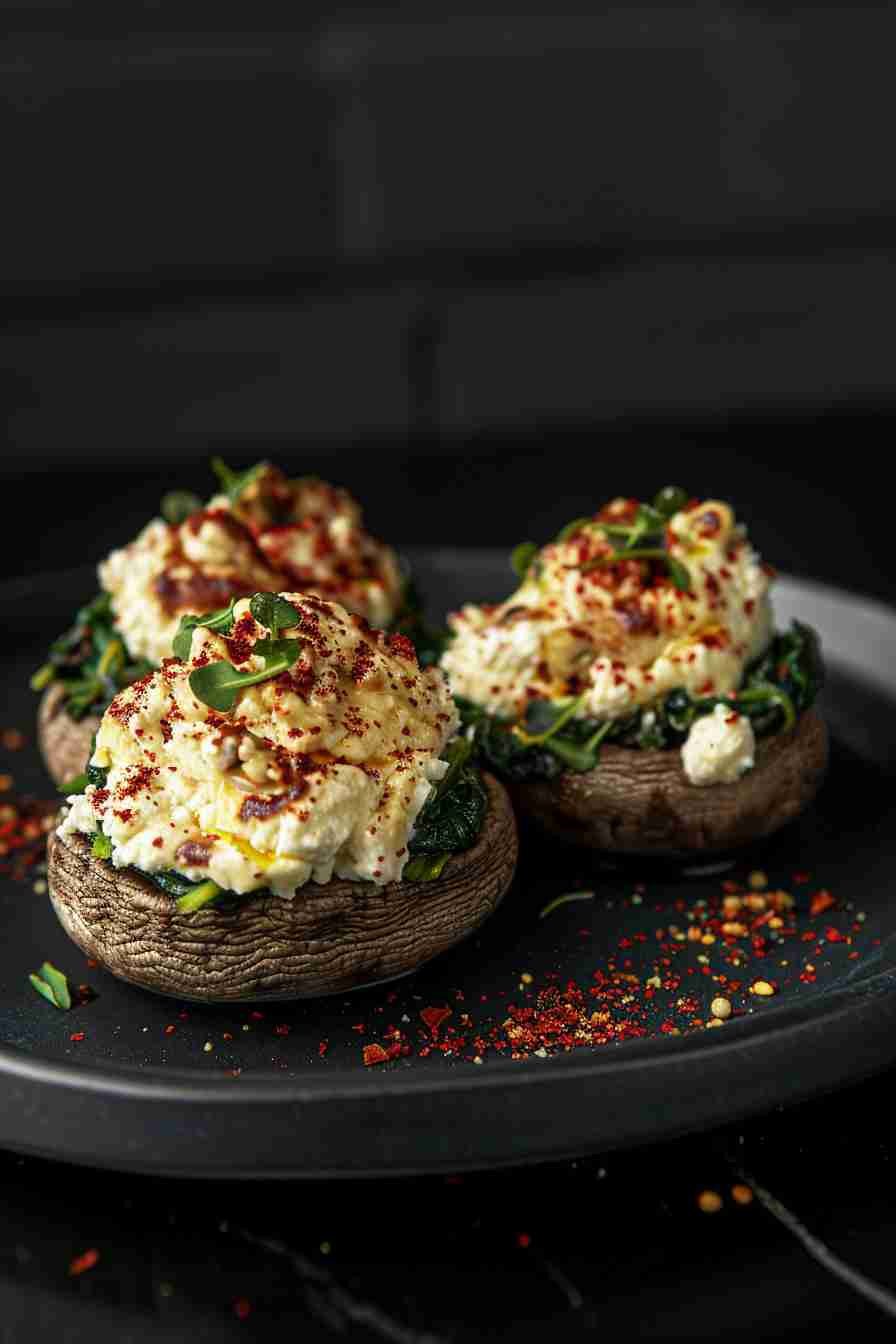Stuffed Cap Mushrooms with Ricotta and Spinach