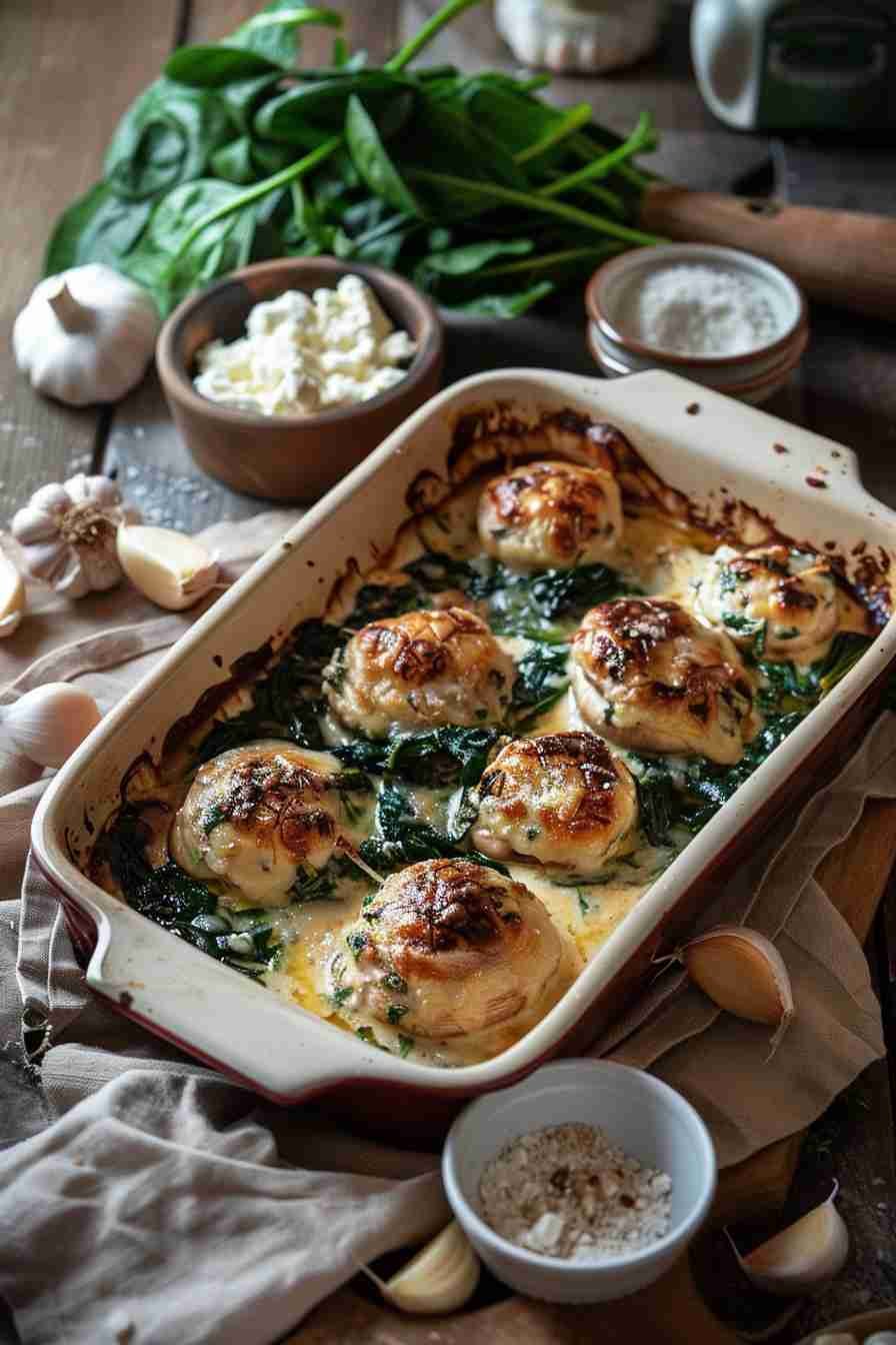 Stuffed Cap Mushrooms with Ricotta and Spinach