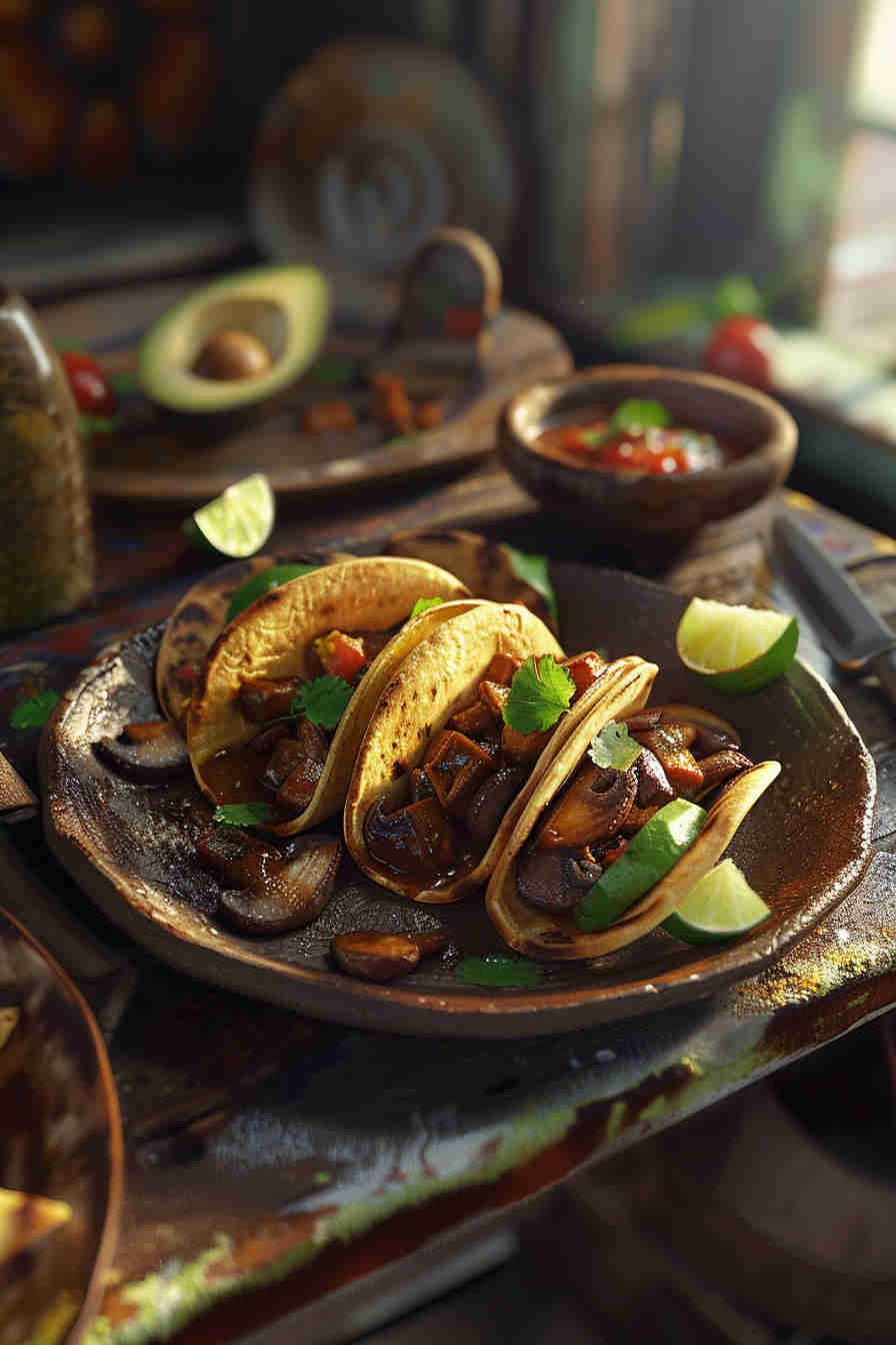 Vegan Mushroom Tacos with Avocado