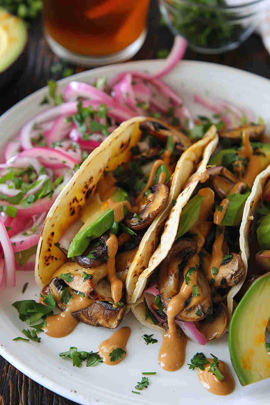 Vegan Mushroom Tacos with Avocado