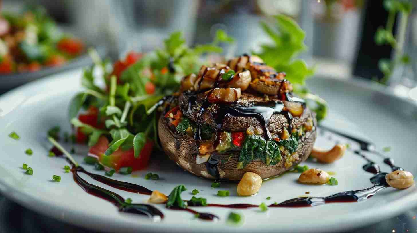 Vegan Stuffed Mushrooms with Spinach & Cashews