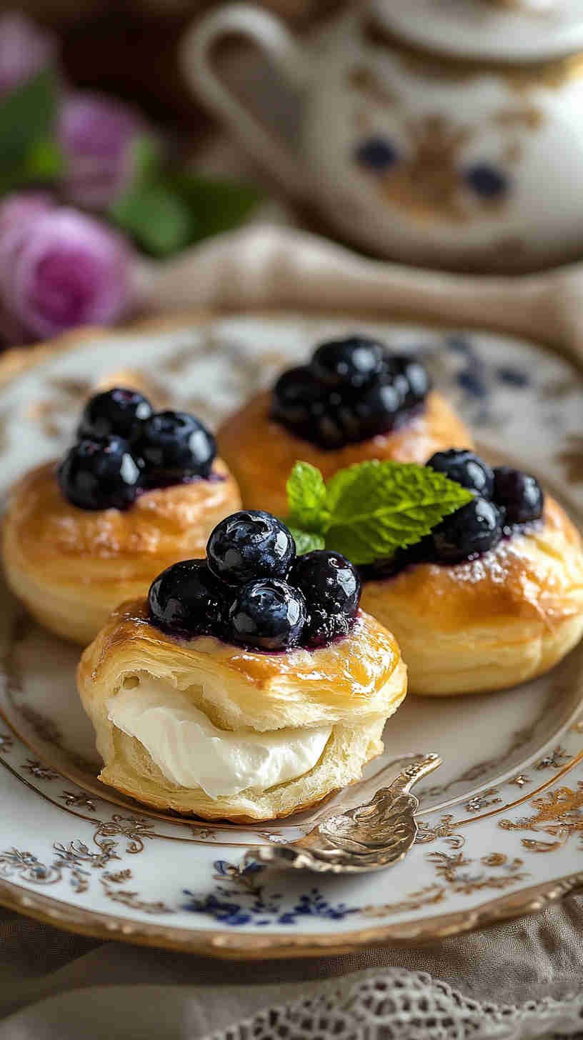 Blueberry and Cream Puff Pastries