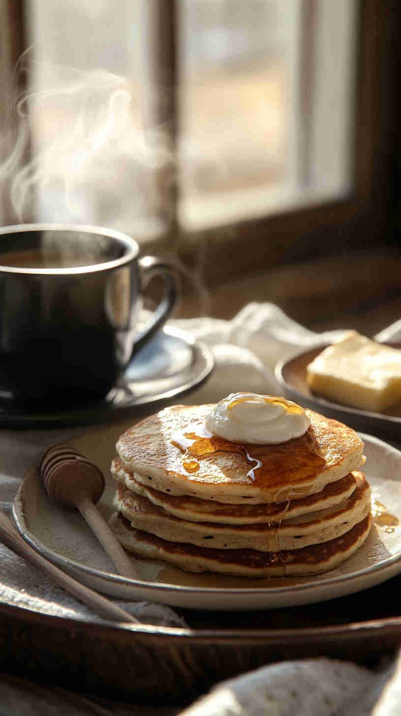 Cottage Cheese Pancakes with Honey