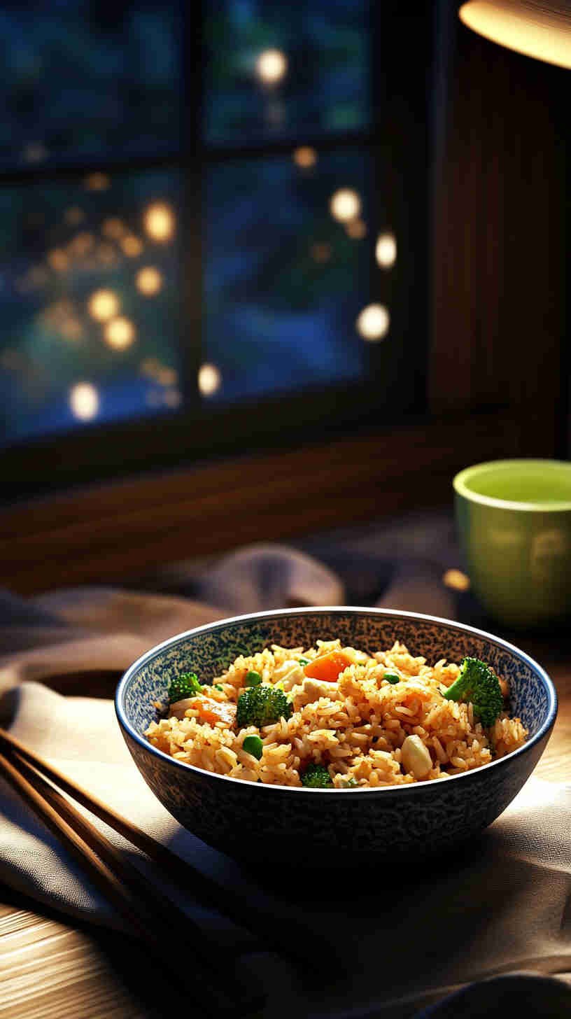 Garlic and Ginger Fried Rice with Broccoli