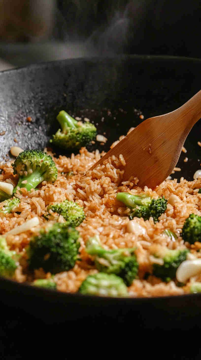 Garlic and Ginger Fried Rice with Broccoli