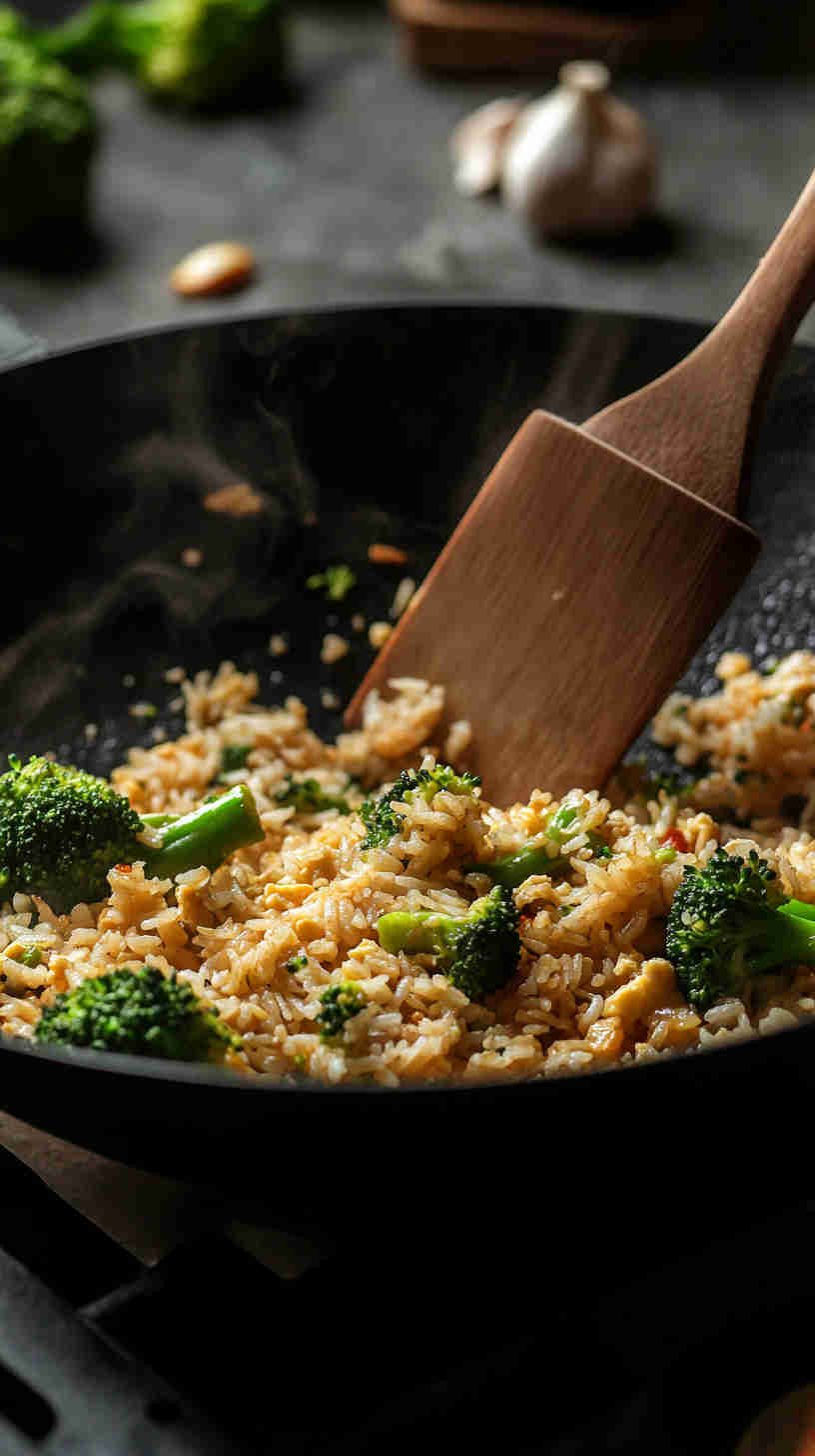 Garlic and Ginger Fried Rice with Broccoli