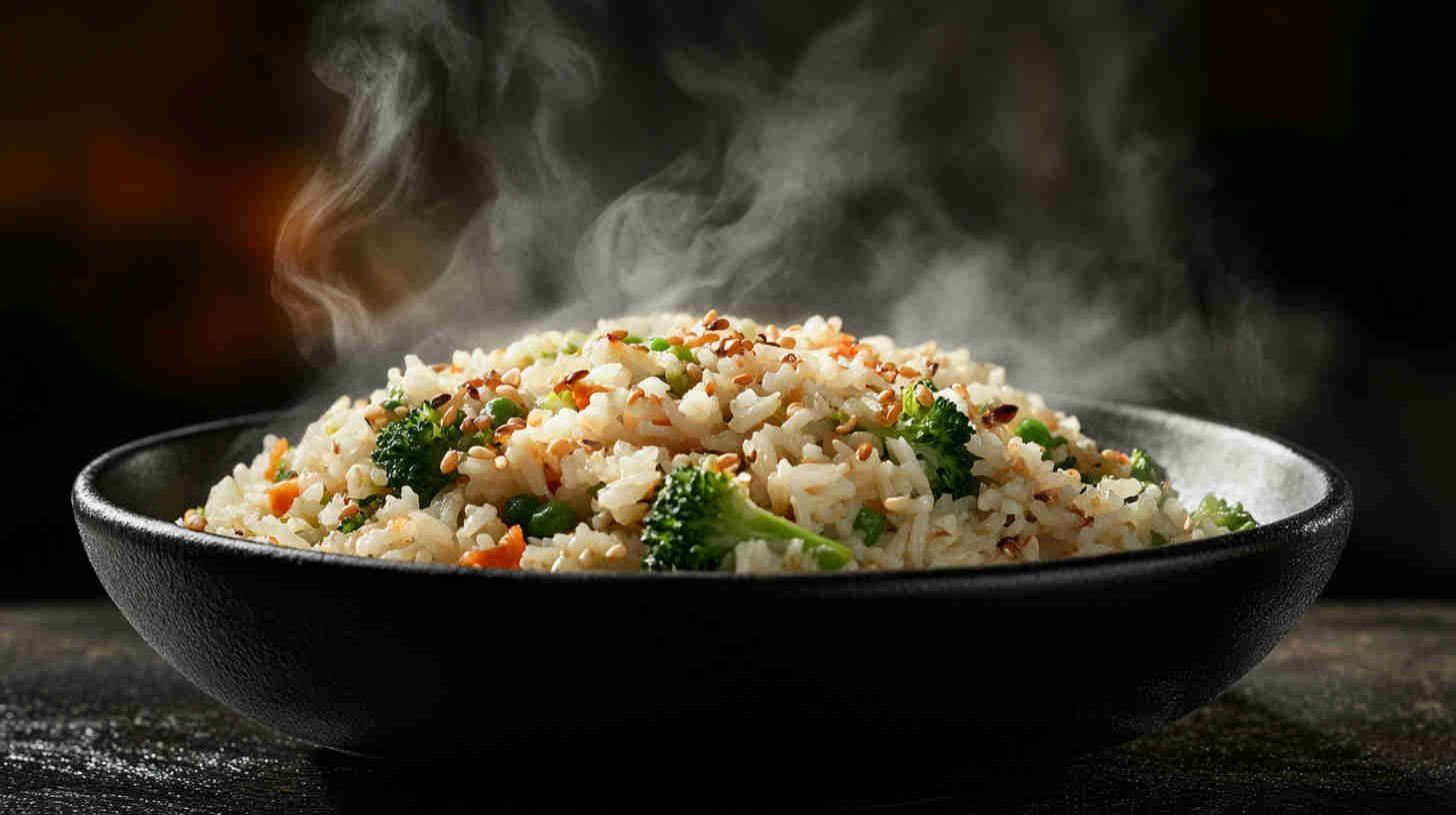 Garlic and Ginger Fried Rice with Broccoli