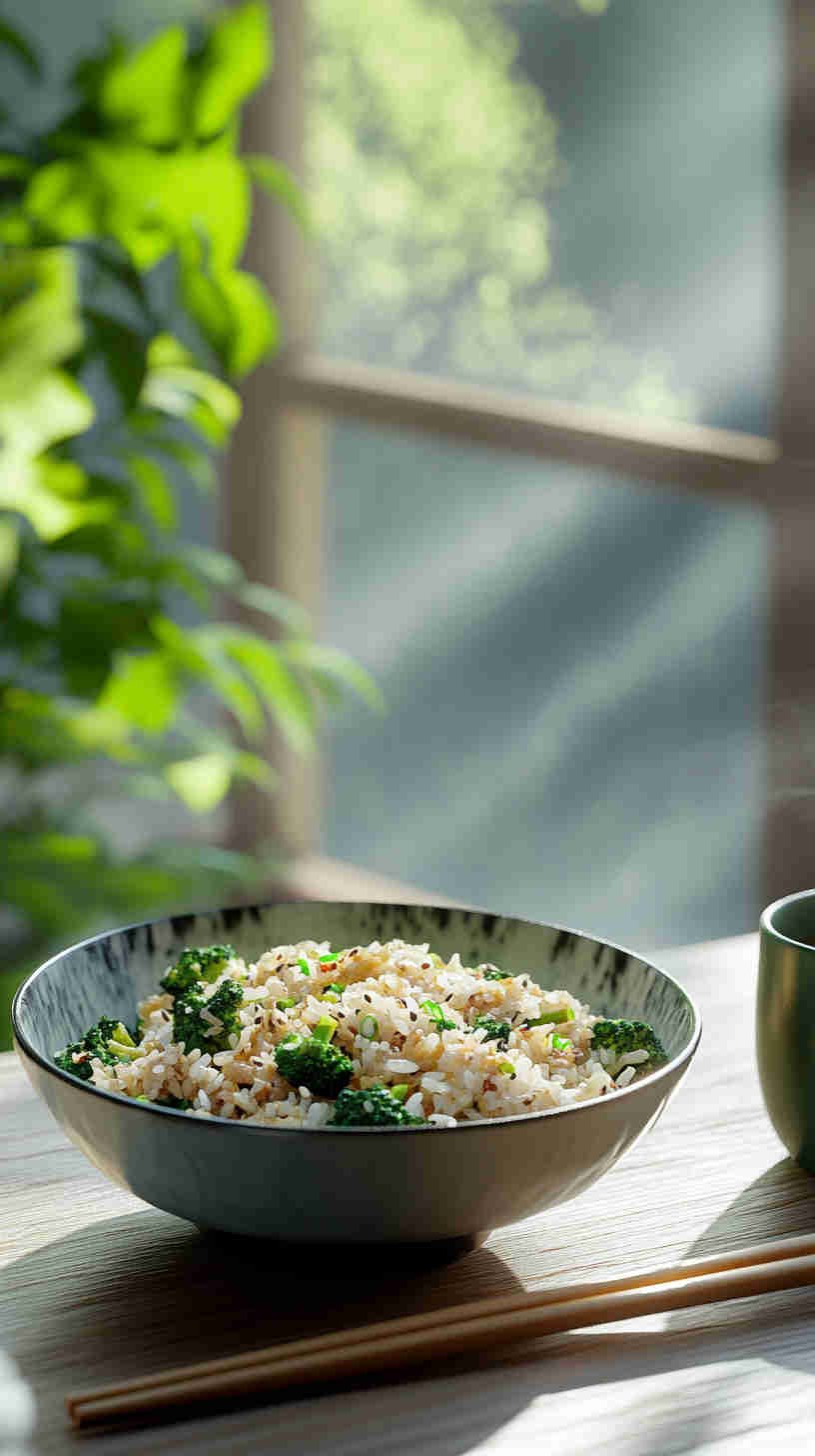 Garlic and Ginger Fried Rice with Broccoli