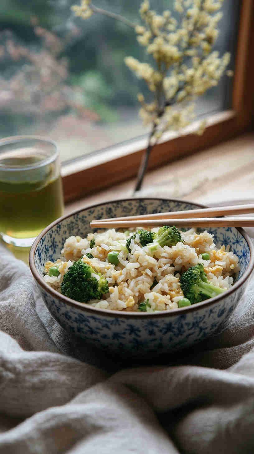 Garlic and Ginger Fried Rice with Broccoli