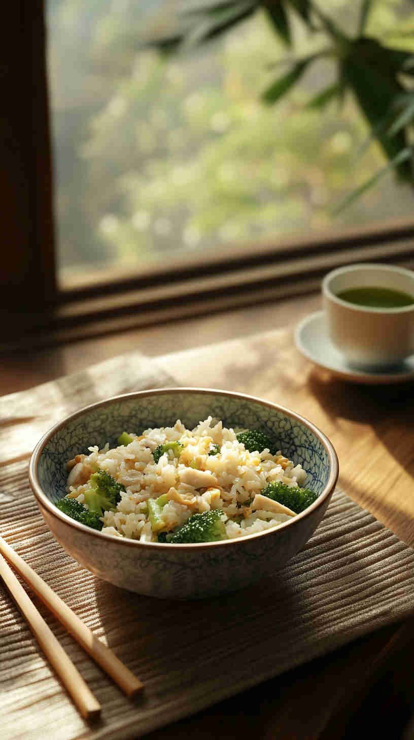 Garlic and Ginger Fried Rice with Broccoli