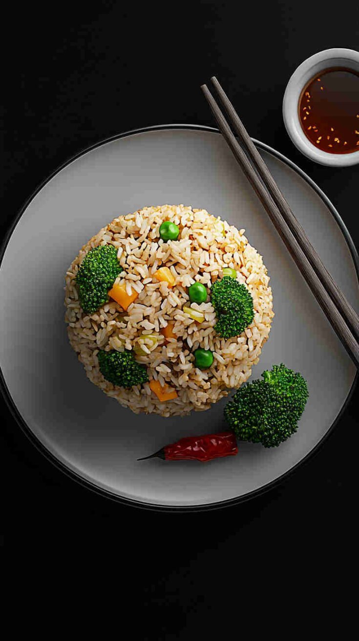 Garlic and Ginger Fried Rice with Broccoli