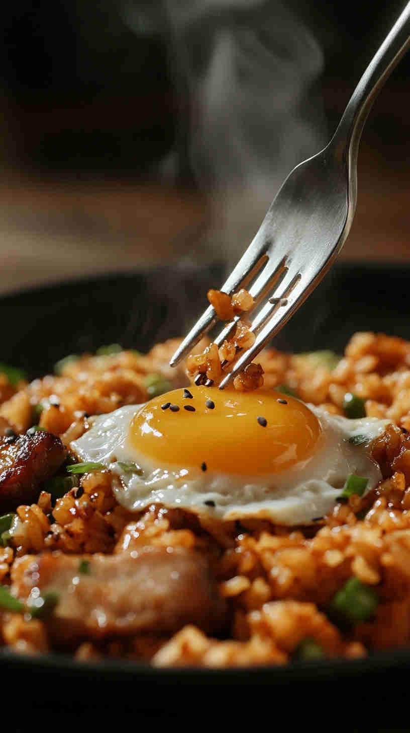 Kimchi Fried Rice with Pork Belly