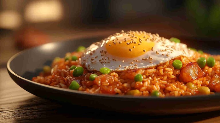 Kimchi Fried Rice with Pork Belly